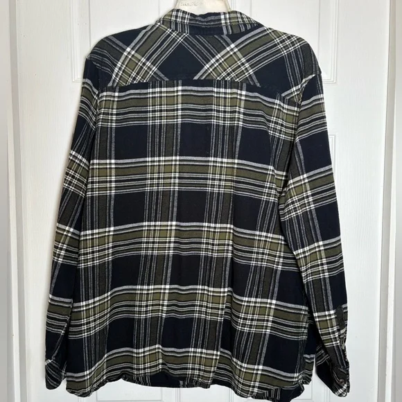 Natural Reflections Black and Olive Plaid Shirt - Picture 7 of 7